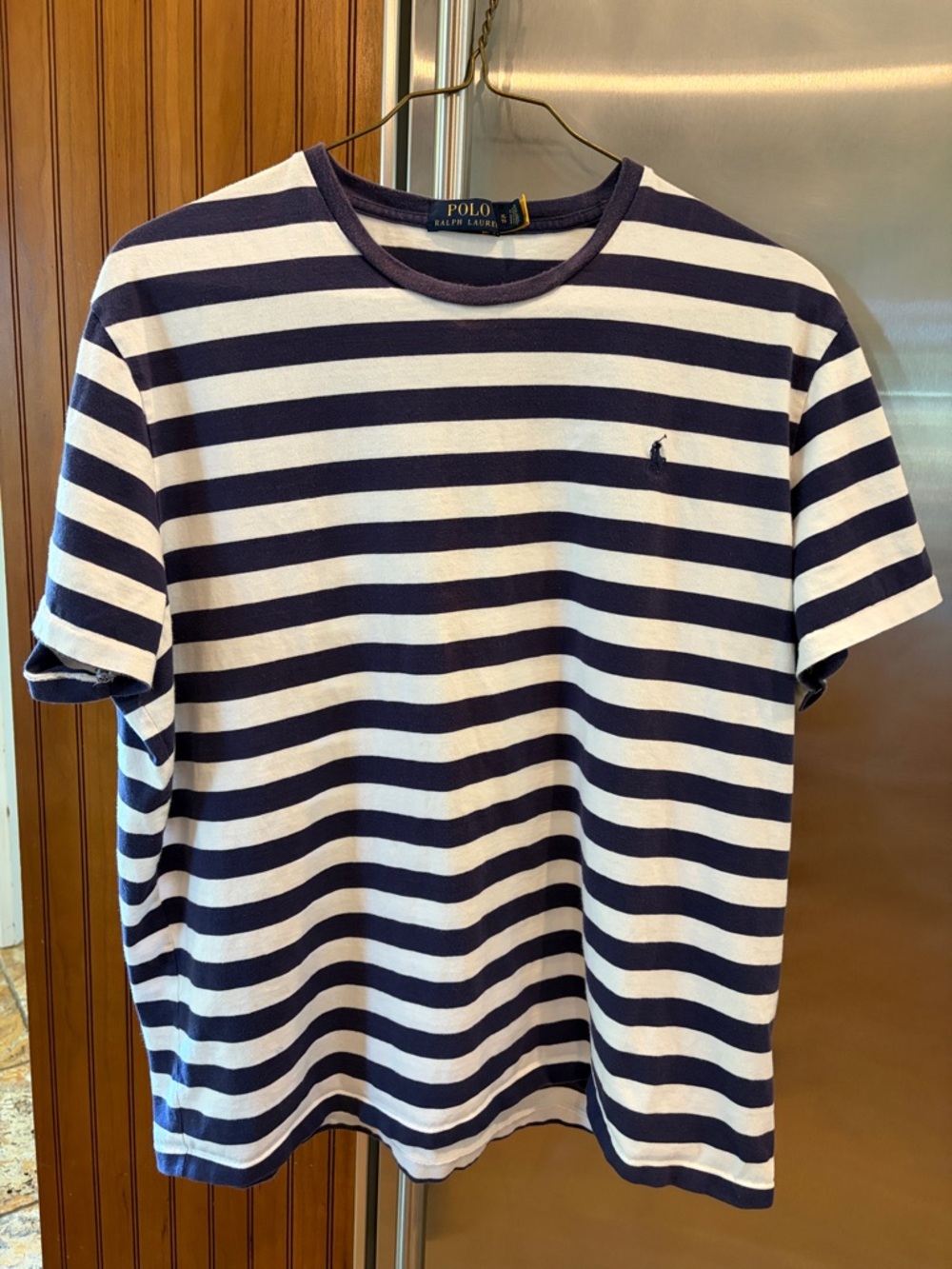 Polo by Ralph Lauren Navy & White Striped Crewneck Tee